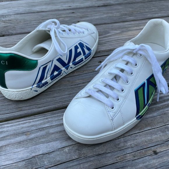 Authentic Gucci Shoes Lace Up Men White Sneaker Made in Italy Size 6UK - Picture 1 of 14